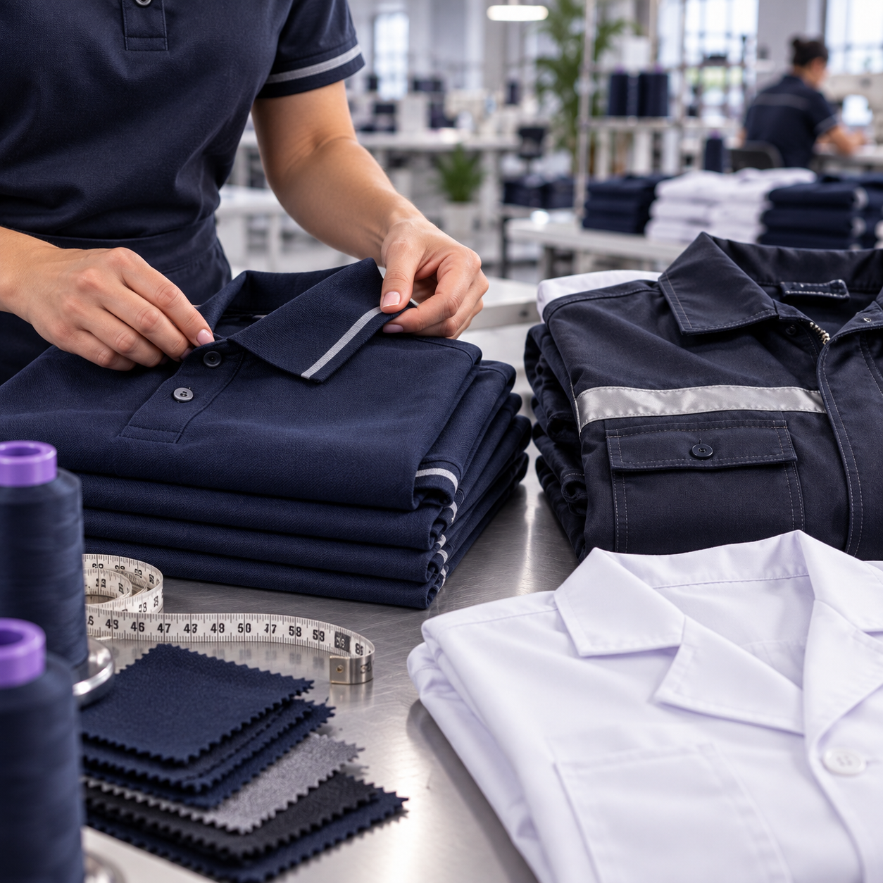 Detalhes e acabamento de uniformes profissionais