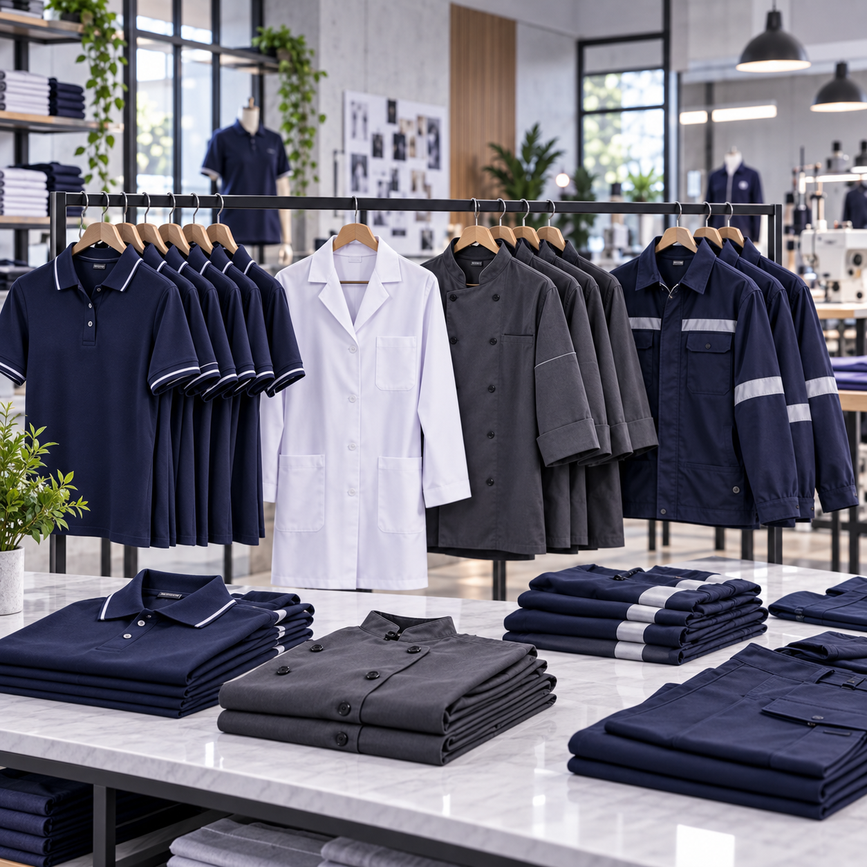 Variedade de uniformes profissionais prontos